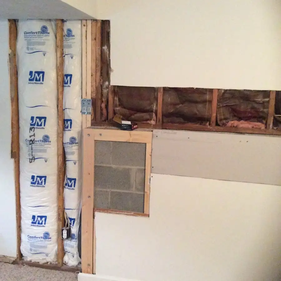 Wall insulation replacement during Contents Cleaning & Restoration in Randolph Town